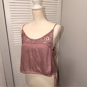 Mustard Seed Dusty Rose Lace Cami Top Size L (B1P34)
